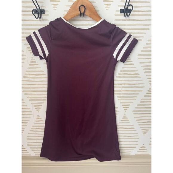 Texas A&M Girls Size 8 Big Logo Maroon Stripes Short Sleeve A Line Dress - Picture 2 of 2